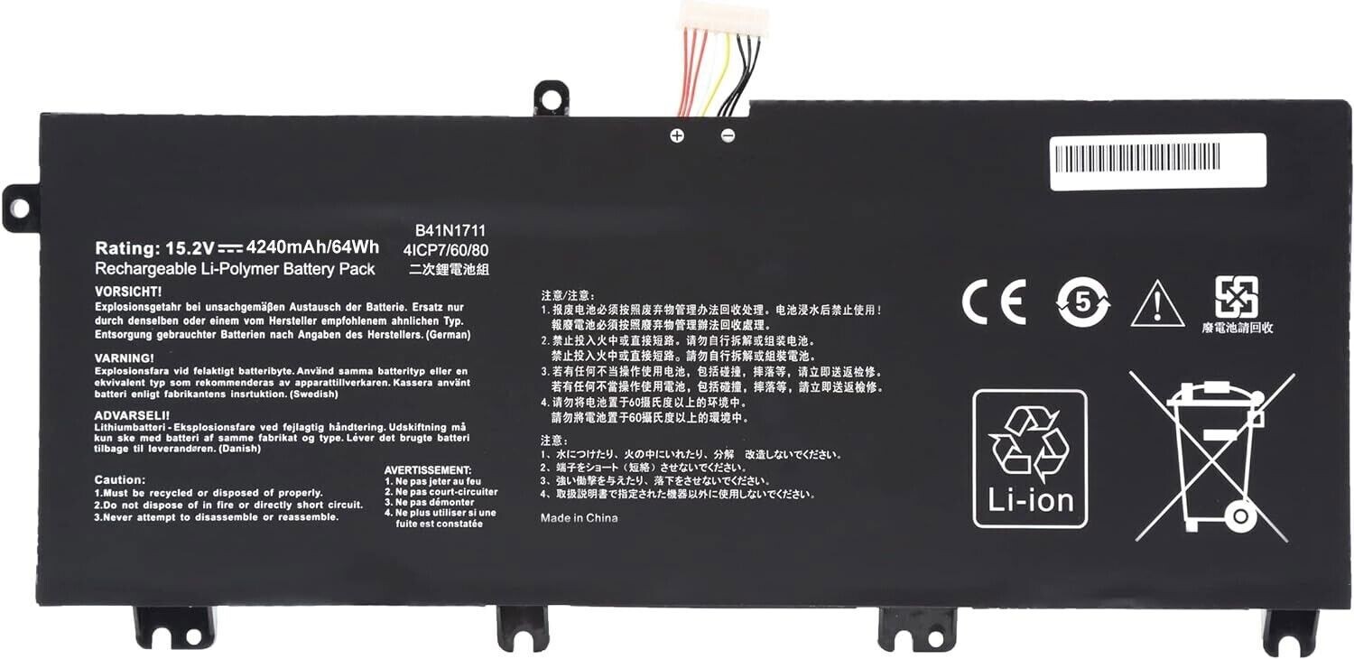 Batterie pour Asus FX63VM B41N1711 FX503VM ZX63V 0B200-02730100 interne noir
