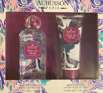 New Aubusson Paris Perfect Love Edu De Perfume Gift Set EDP 3.4  Body Lotion NIB