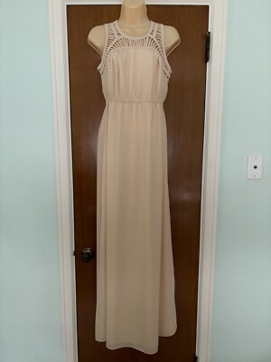 beige cutout dress Jade Cream Cut-Out Midi Dress - $68 main image 1