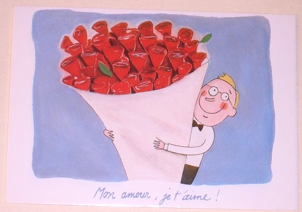 CP Fantaisie : Illustration Eric TURLOTTE : Les fleurs - Mon Amour je t´aime