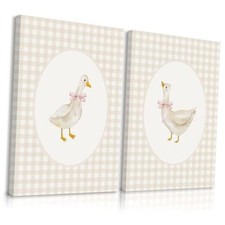 Nursery Goose Wall Art Girl Coquette Canvas Wall Decor Baby Room Wall Art Pink