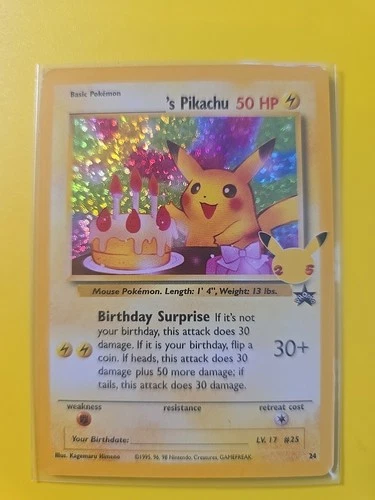 Birthday Pikachu 24 - Celebrations Black Star Promo Pokemon Card - Mint
