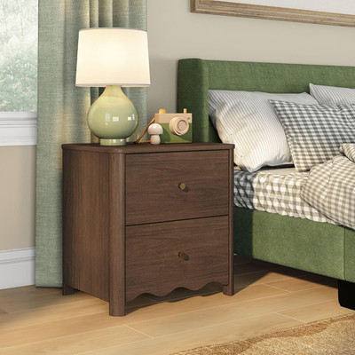 Elegant Walnut 2-Drawer Nightstand - Sutton Collection
