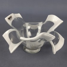 Centrotavola Vetro Murano Veart Design Bianco Fazzoletto Modernariato 1970