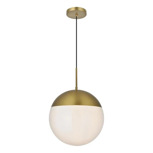Living District Eclipse 14" Pendant Frosted White Shade In Satin Gold - Picture 1 of 10