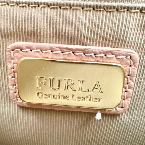 FURLA Pink Leather Shoulder Bag Large Capacity Women's Casual Present From Japan - Picture 9 of 10