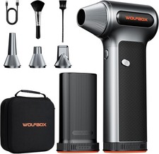 WOLFBOX MF200-2PK Compressed Air Duster, 2 Swappable Batteries  Case  Electric