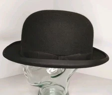Vtg Lock & Co. Black Bowler Derby Hat Mens Sz 7 3/8 Large England 