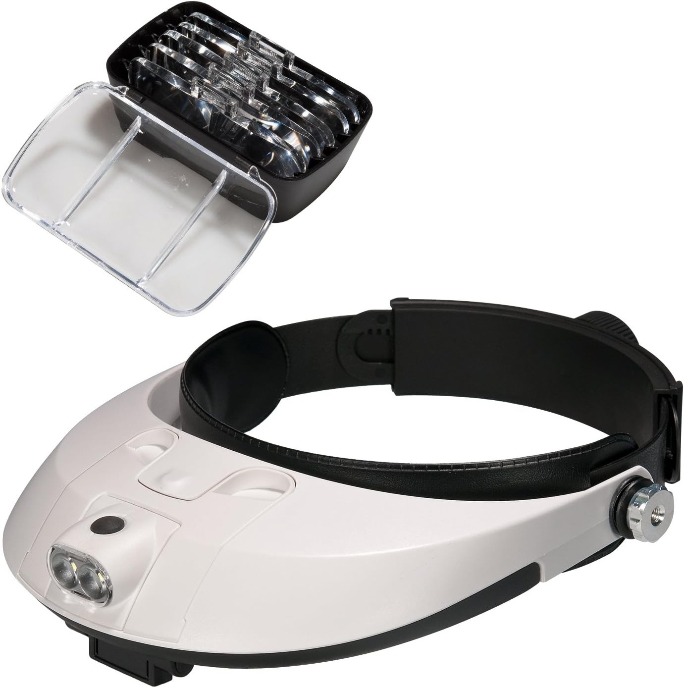 COVVY Head Magnifier with LED Lamp Light Magnifying Glass Headset Loupe White