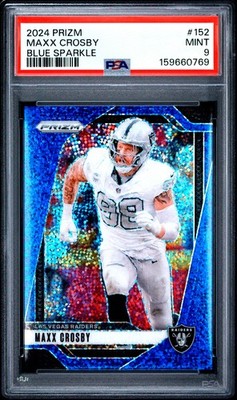 2024 PANINI PRIZM BLUE SPARKLE #152 MAXX CROSBY 53/96 PSA 9