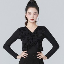 NEW Women Top for Latin salsa cha cha tango Ballroom Dance W858 Black