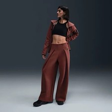 Nike Sportswear Tech Fleece High-Waisted Pleated Trousers Brown Sz S-Tall