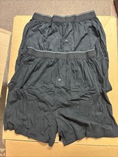 New 2 Pcs Hathaway Mens Knit Boxer short underwear COTTON/SPANDEX Medium Black
