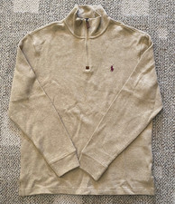 Polo Ralph Lauren Sweater 1/2 Zip L/S Cotton Knit Beige Men's M Medium