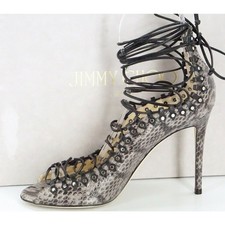 Jimmy Choo Koko Snake Ankle Lace Up Strappy Sandals Size 38.5 NIB Heels 1650