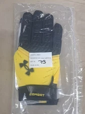 Under Armour UA XFL Combat Black/Yellow Glue Grip Football Gloves Men's Size 3XL