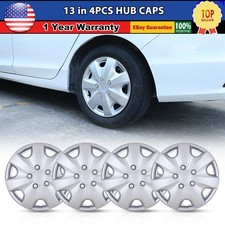 13 Hubcaps Wheel Covers Snap On Silver Hub Caps Fit R13 Tire Steel Rim 4pcs