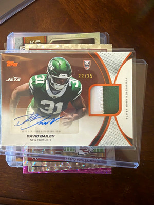 Topps David Bailey New York Jets RC Auto Patch Memorabilia 22/25