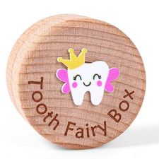 Tooth Fairy Box for Girls Wooden Keepsake First Lost Tooth Holder