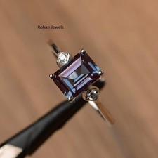 Alexandrite Ring 925 Sterling Silver Lab Created Handmade Silver Women's Ring