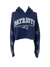 Vintage New England Patriots Rhinestone Star Cropped Hoodie