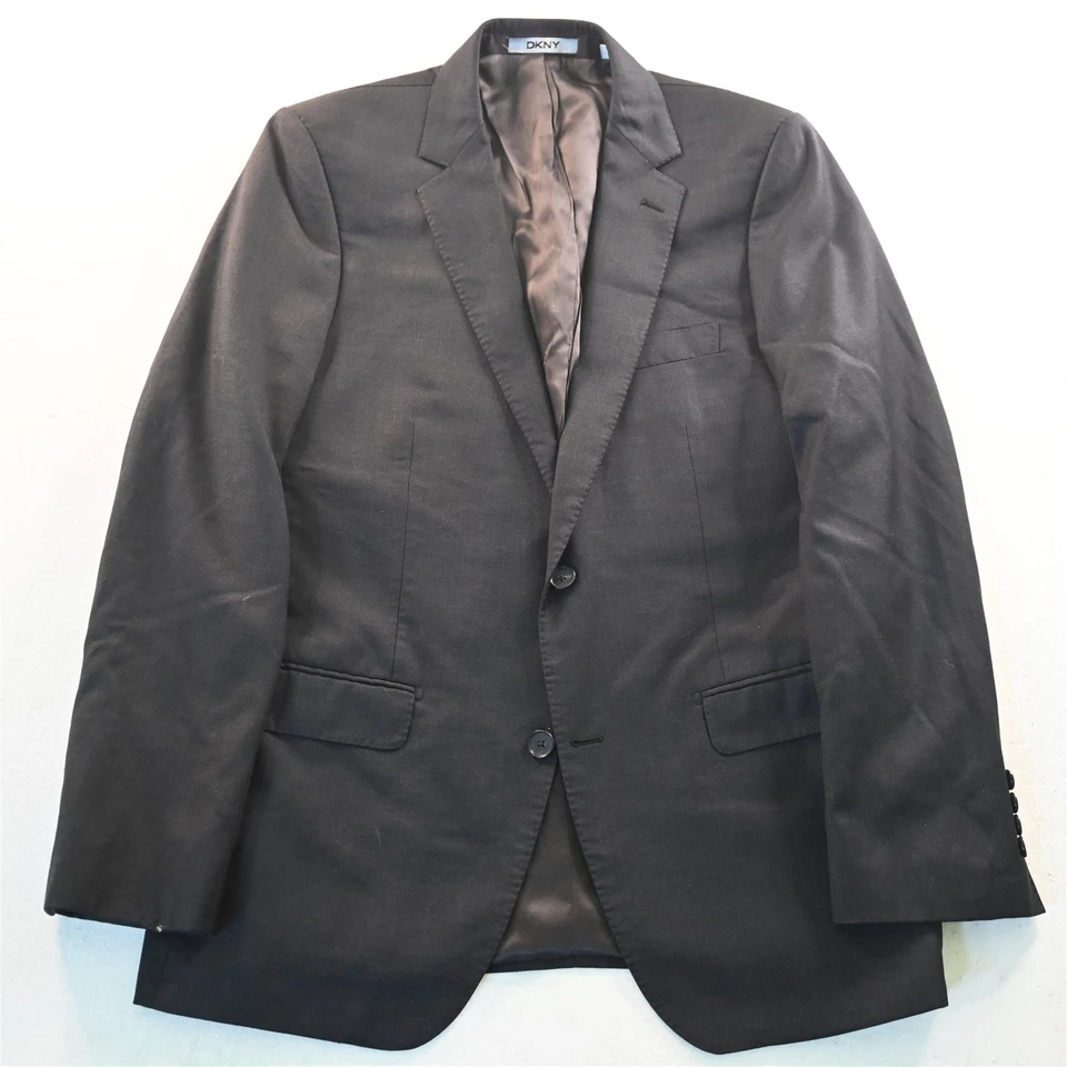 DKNY 40R 33x30 Gris 100% Lana 3 Piezas Hombre Chaleco Chaqueta Pantalones Traje Foto 2 de 4