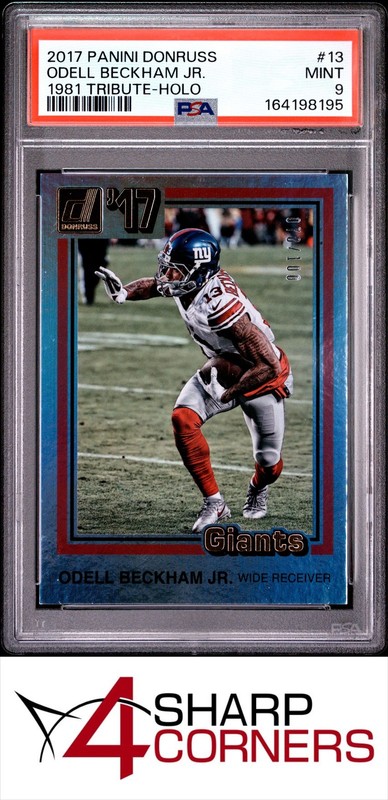 2017 DONRUSS 1981 TRIBUTE HOLO #13 ODELL BECKHAM JR. GIANTS #/100 POP 1 PSA 9