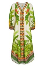 Farm Rio Womens Fresh Forest Linen Blend Midi Dress Small Multi - NWT $275