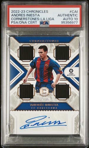 ANDREAS INIESTA AUTO SIGNED 2022-23 Panini Chronicles La Liga /49 PSA 10