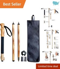 1-Pc Adjustable Hiking Stick - Strong Beech Wood, 55in Height, Includes Pouch