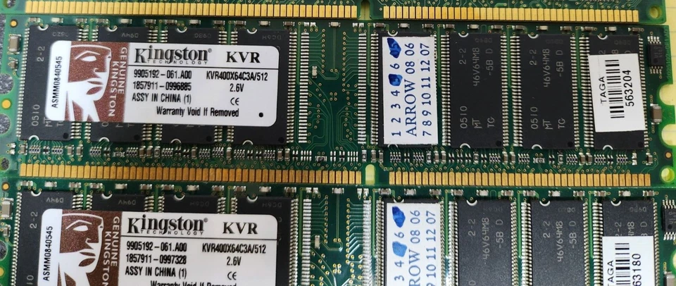 24x Kingston KVR400X64C3A/512 512MB DDR400 PC3200 SDRAM Desktop Memory - Image 4 of 4