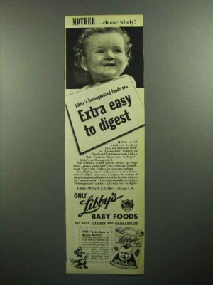 1946 Libby's Baby Food Ad - Extra Easy to Digest