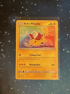 2017 Pokémon Ash s Pikachu SM108 Black Star Promo I Choose You Near Mint NEW!