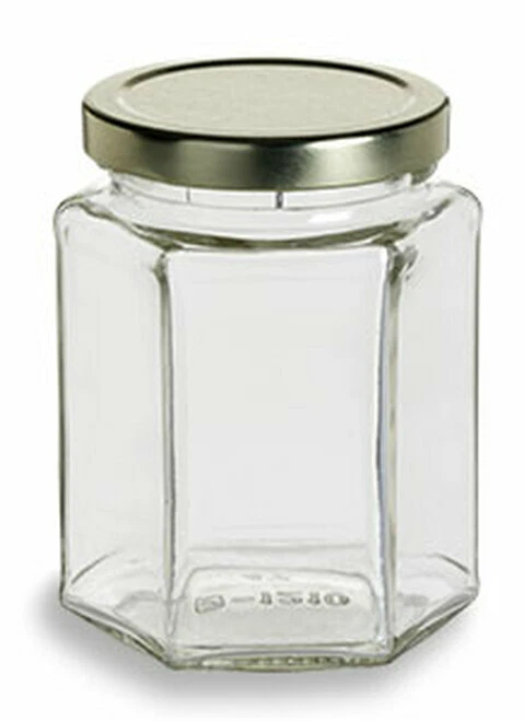 Hexagon Glass Jars 9 oz (270 ml) w/ Gold-Colored Lids (Case of 24)
Opens in a new window or tab