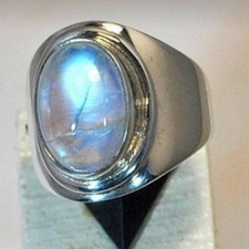 Natural Moonstone Gemstone 925 Sterling Silver Wedding Ring Gift For He B-781