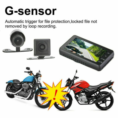 Motorcycle DVR Front & Rear View Camera 3'' Dash Auto Video Recorder G-Sensor HD