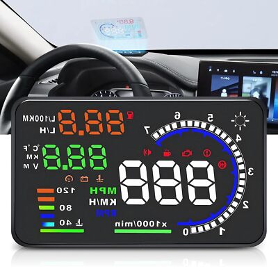 5.5'' Windshield Head Up Display for Car OBDII/EUOBD Interface Plug Hud Screen
