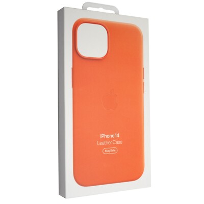 Offizielles Apple Leder Case mit MagSafe für iPhone 14 - Orange
