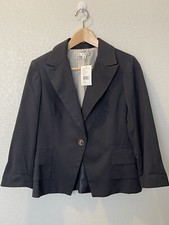 NWT CAbi Blazer Charcoal Gray Jacket Ruffle Tiered Peplum Size Women 6 230