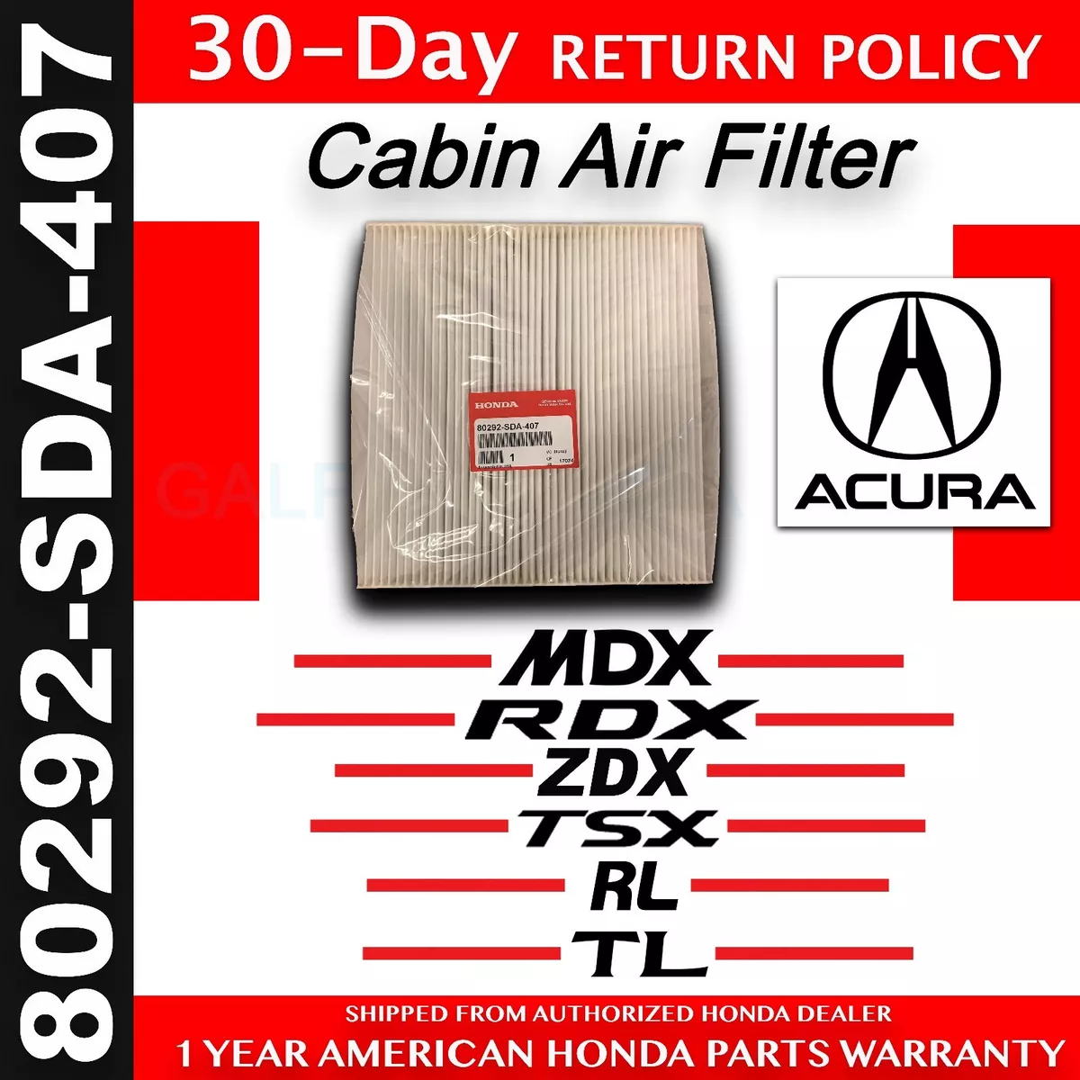 Genuine OEM Honda ACURA Cabin Air Filter 80292 SDA 407