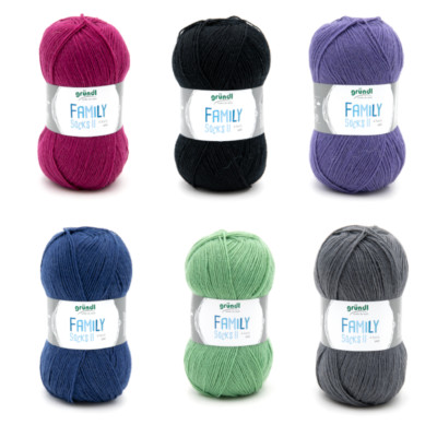 (57,50 /1 kg) 100g Gründl Family Socks II Uni Sockenwolle Garn Wolle Stricken
