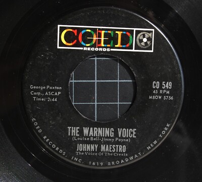 JOHNNY MAESTRO Doo Wop 45rpm What A Surprise b/w The Warning Voice HEAR