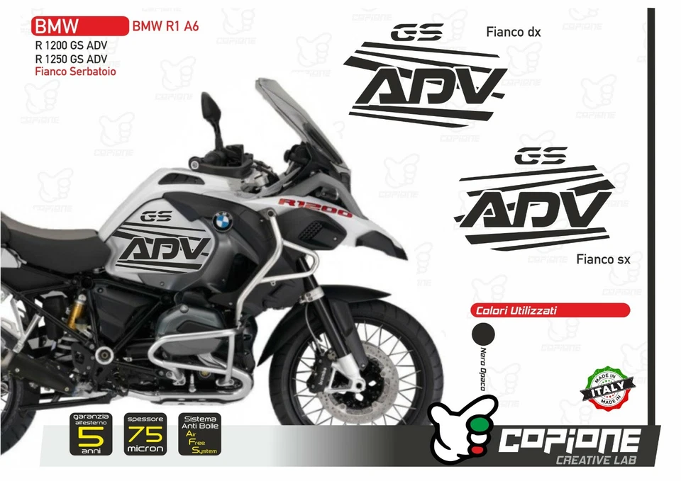COPIONE STICKER STORE Adesivi BMW R 1250 / R1200 LC GS ADV PER SERBATOIO SCRITTA ADV righe nero R1 A6