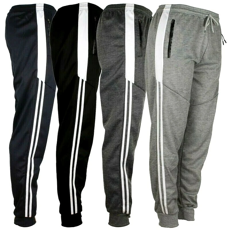 Men s Light Weight Joggers Draw String Sports Sweat Pants Zipper Pockets