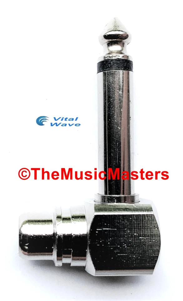 (2) Right Angle 1/4 in Plug (M) to RCA Jack (F) Audio Cable Cord Adapter VWLTW - Imagem 2 de 4