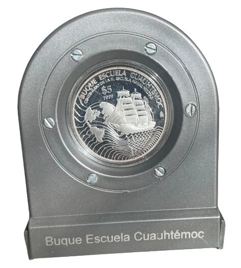 1999 MEXICO 5 PESOS BUQUE CUAUHTEMOC NICE WITH ORIGINAL CASE AND CERTIFICATE  - Image 3 of 4