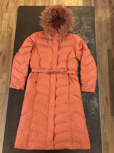 down coat with racoon fur trim 