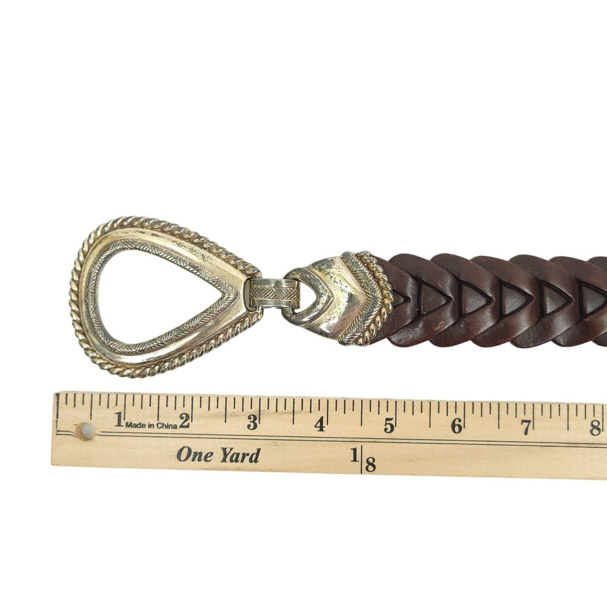Vintage Taiwan R.O.C. Brown Braided Leather Belt sz Extra Large Retro Casual Taiwan Roc Leather - Etsy main image 3