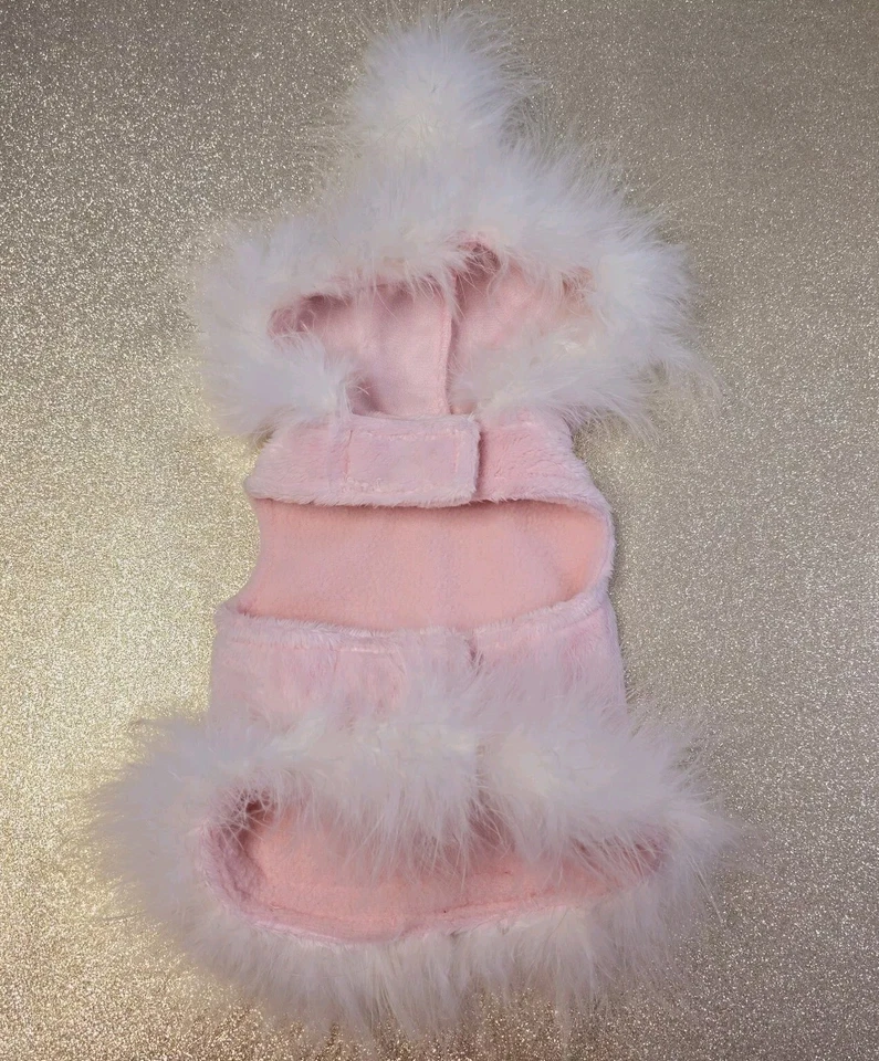 Lindo Chaleco Cha Couture Talla X Pequeño Blanco Pluma Rosa Arnés  Foto 4 de 4