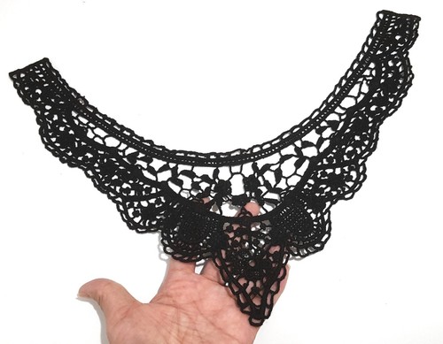 1pc Black Cotton Crochet Neckline Collar Motif Appliques Sewon A183 - Picture 2 of 4